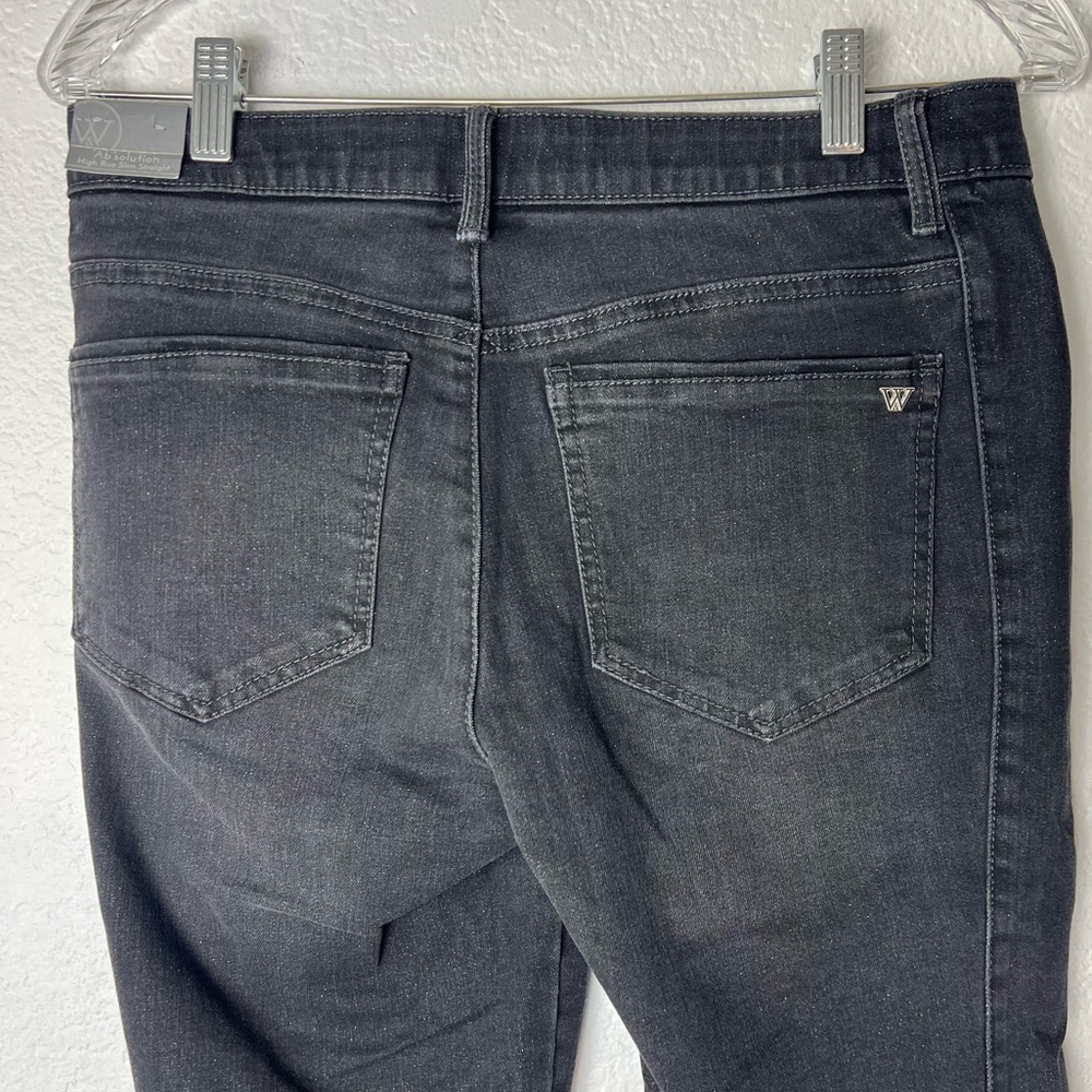 Wit & Wisdom Black glitter High Waisted Straight Leg Denim cuffed Jean - Picture 8 of 12